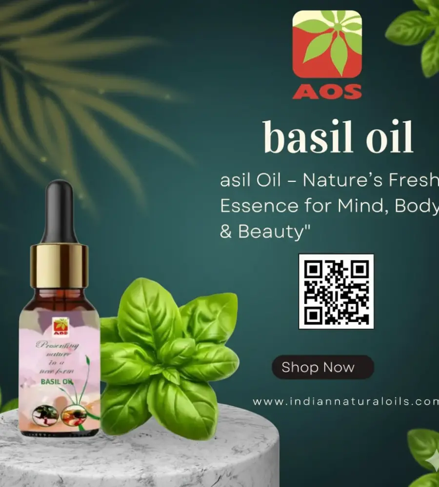 Pure and natural basil oil